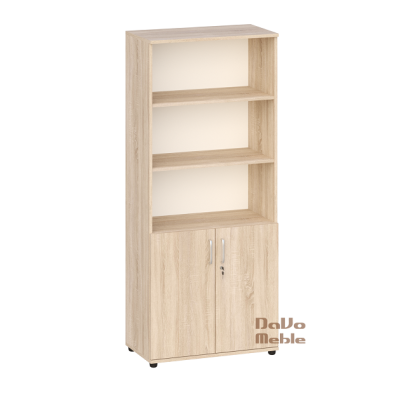 Szafa biurowa półotwarta 180/60/35, szafa aktowa z drzwiami i 3 półkami otwartymi